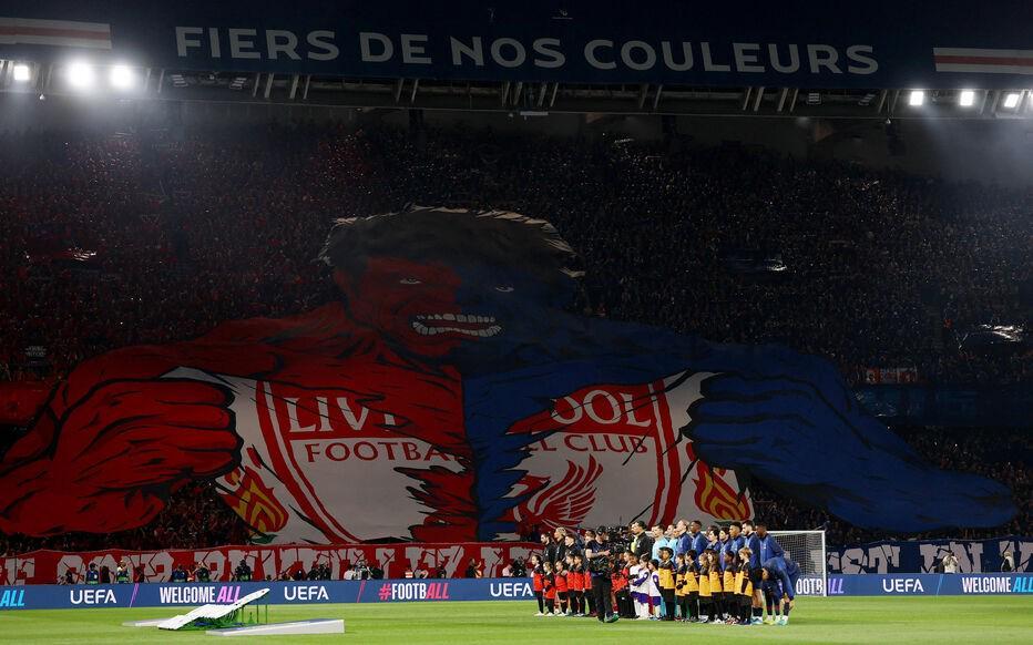 app下载-震撼,巴黎战利物浦TIFO:“今晚,唤醒你心中的绿巨人”